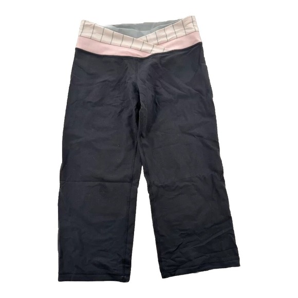 lululemon athletica Pants - Lululemon Leggings Womens Size 6 Capri Cropped Black Pink Straight Workout